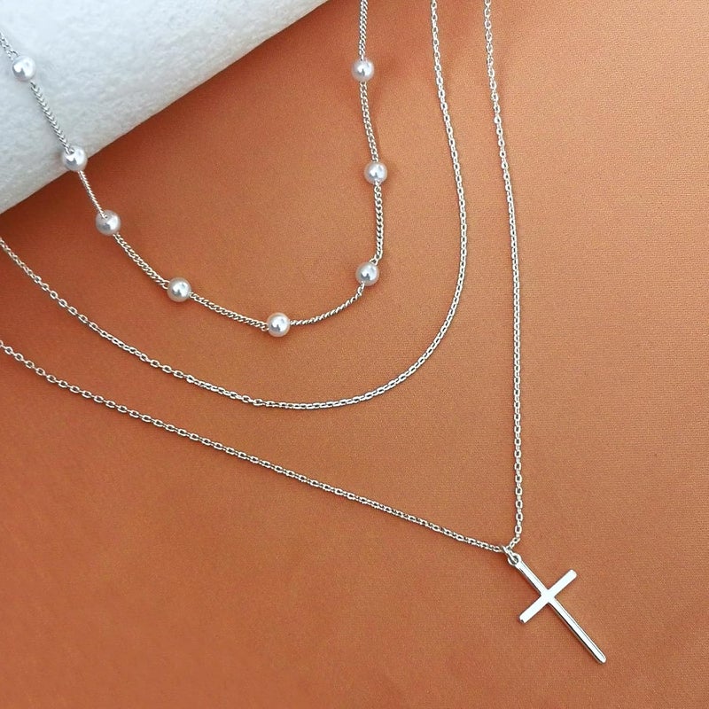 Zeffy Gold Pearl Necklace for Women, Dainty 14K Gold/Silve Plated Layered Pearl Choker Pearl Earrings Pearl Bracelets Wedding Trendy Gold Jewelry Set for Women Gifts - Image 4
